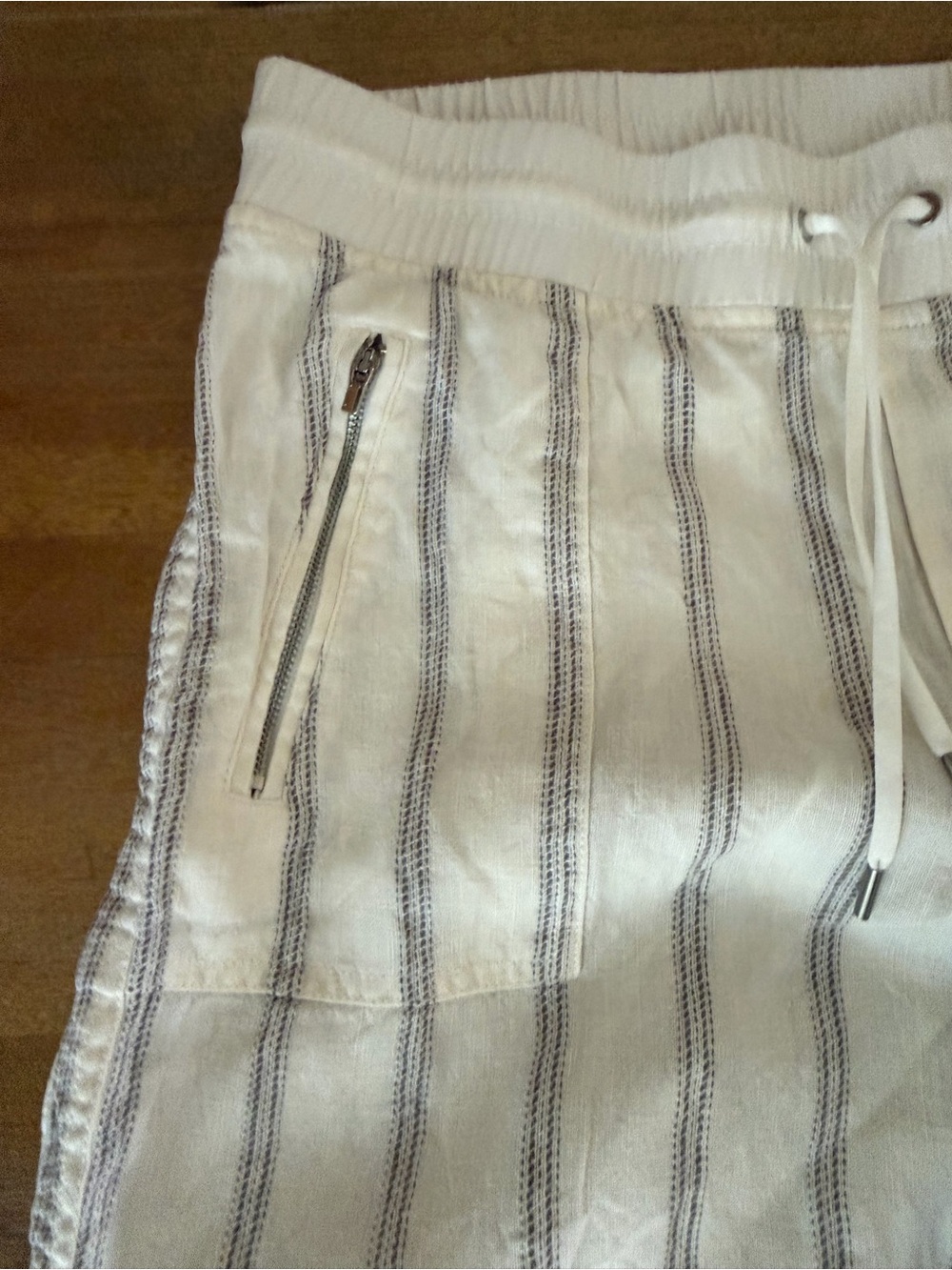 Athleta Women’s Cabo Tide Linen Pants White/blue Striped 100% Linen 14 - Picture 4 of 11